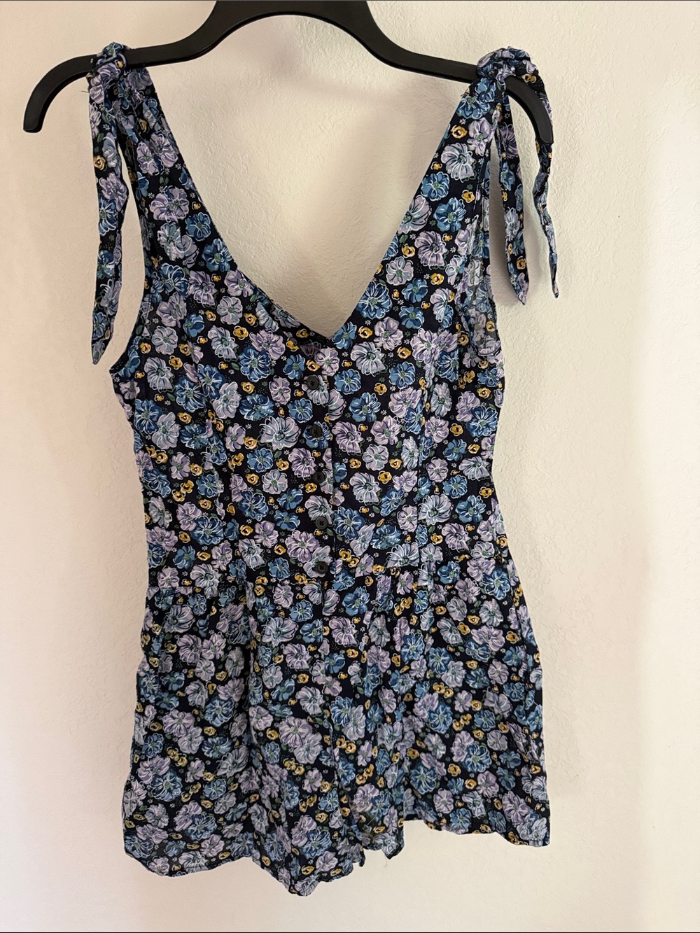 NWT  Miley Cyrus Navy Floral Tie-Shoulder Romper